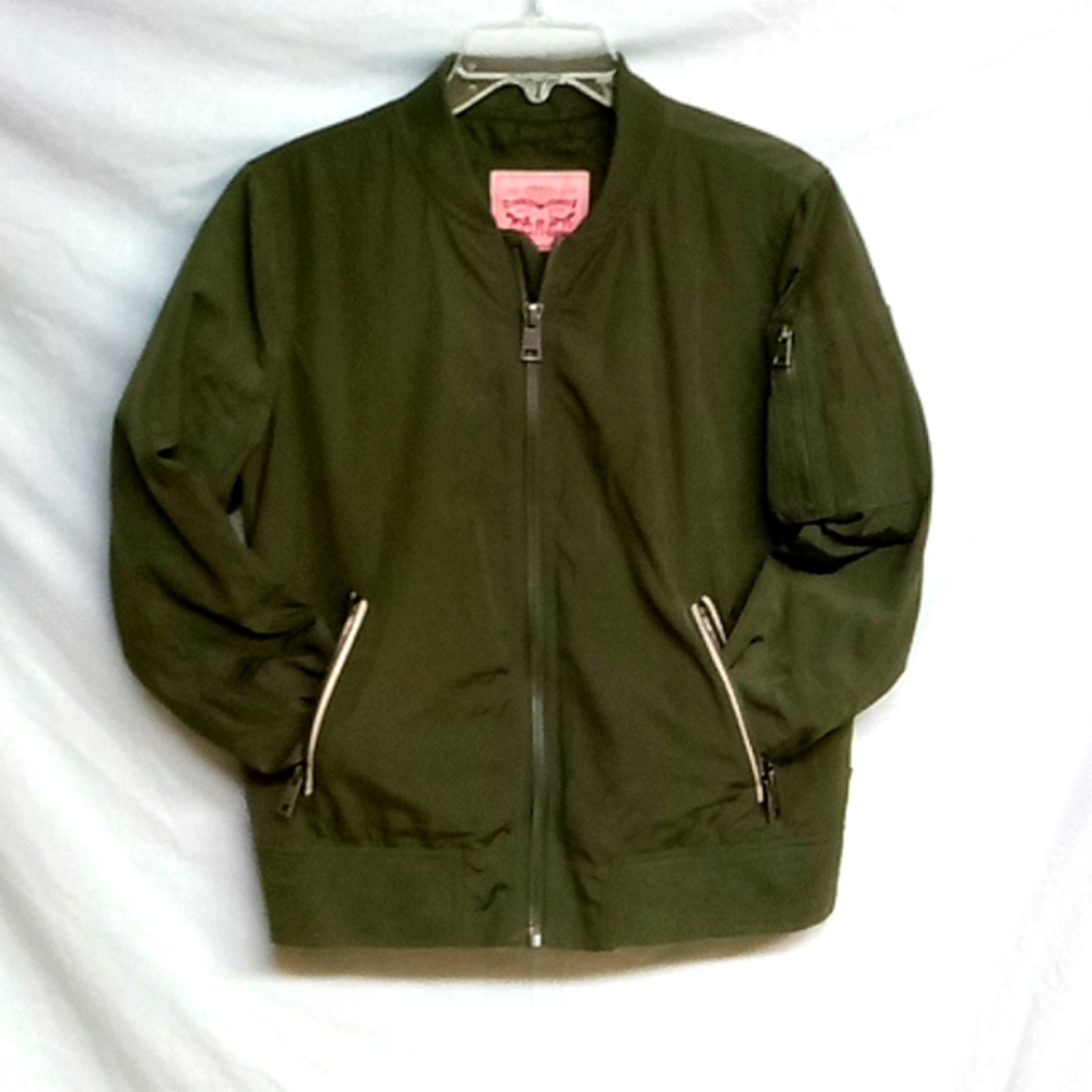 Levi's Strauss & Co Army Green Zipper Cargo Jacket size medium